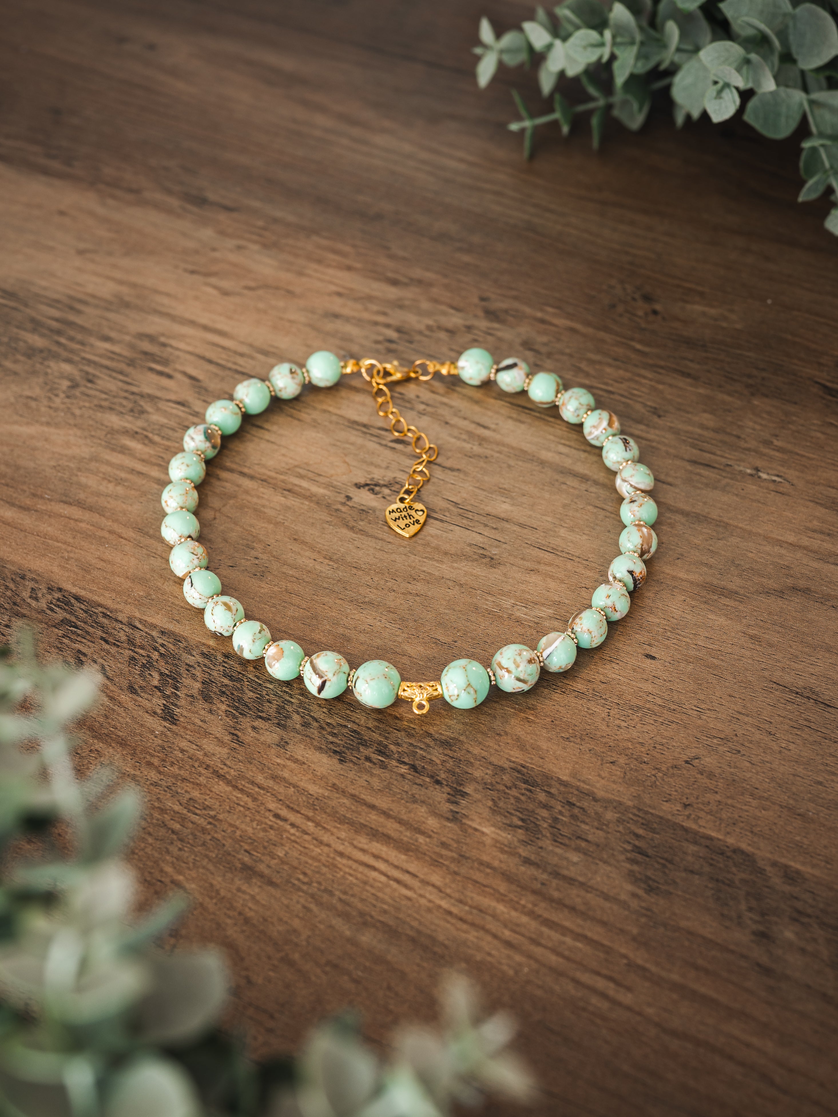 Natural Turquoise Howlite Stone Jasper Pet Necklace with Interchangeable Charms (Select Charms Separately)