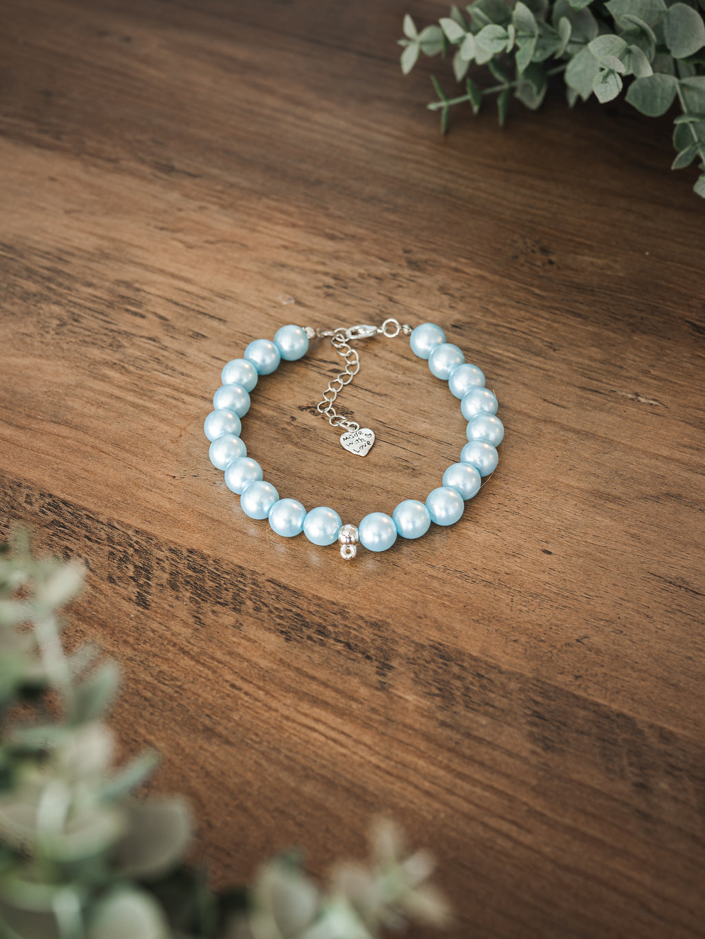 Blue Faux Pearl Pet Necklace with Interchangeable Charms (Select Charms Separately)