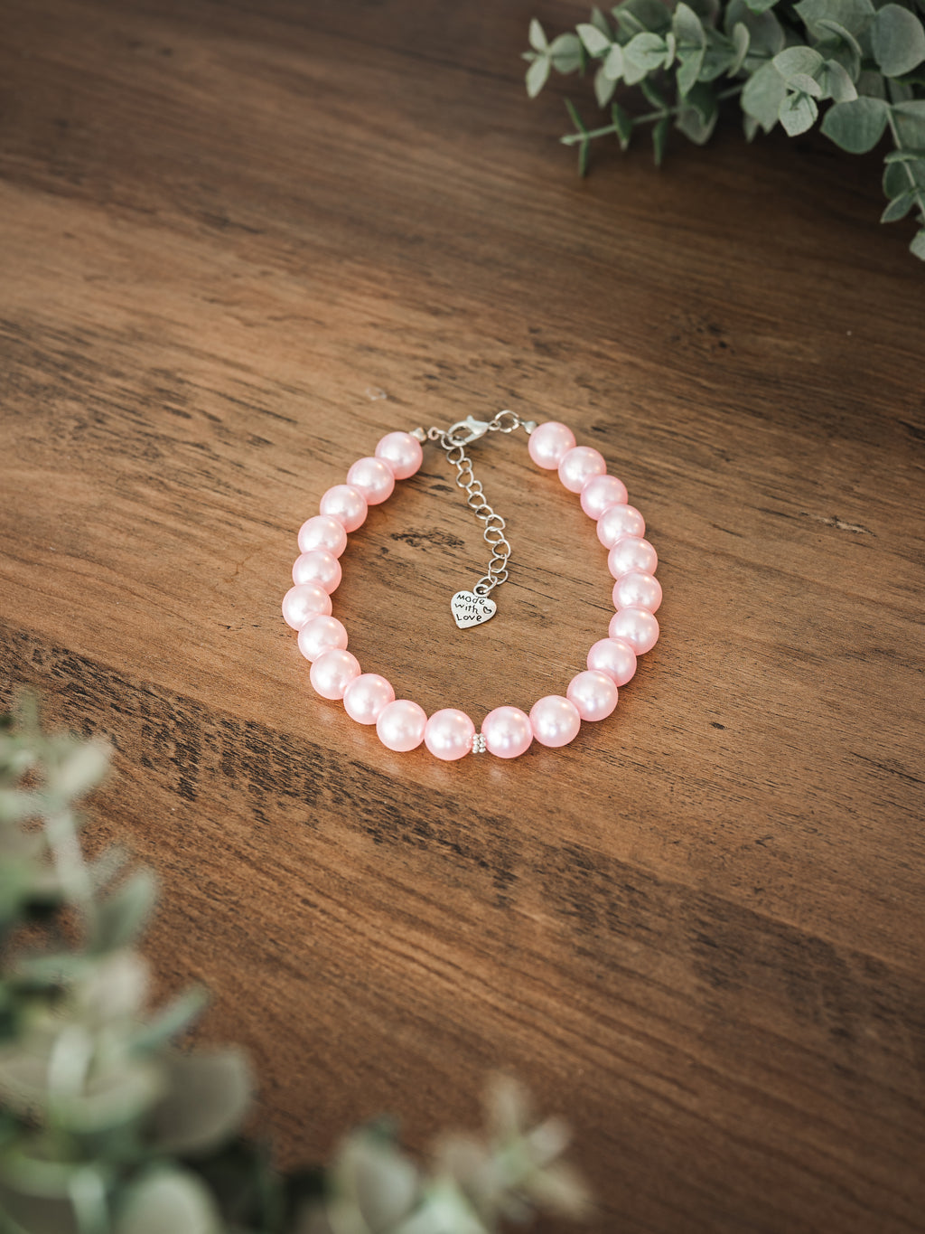 Pink Faux Pearl Pet Necklace with Interchangeable Charms (Select Charms Separately)