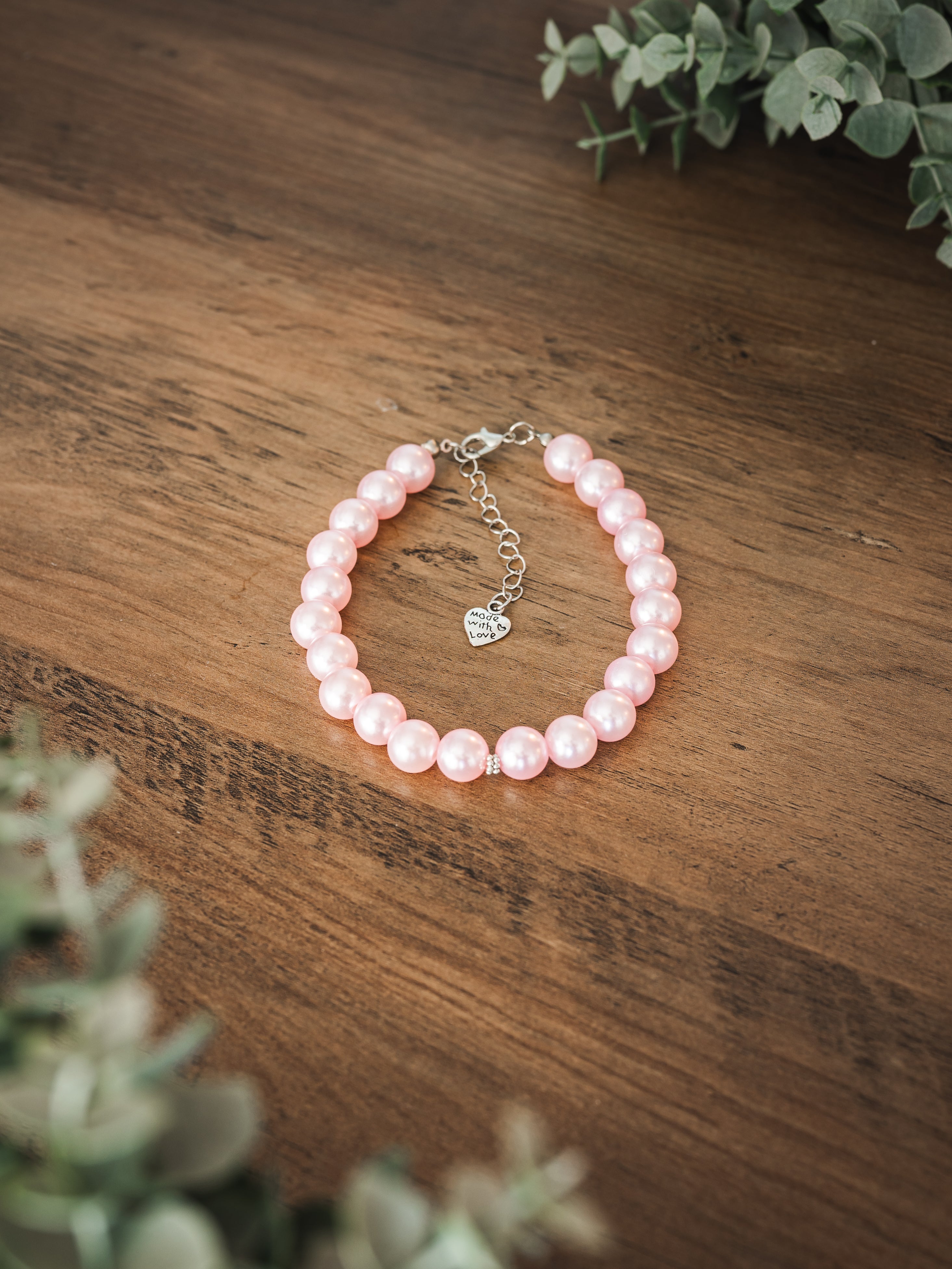 Pink Faux Pearl Pet Necklace with Interchangeable Charms (Select Charms Separately)