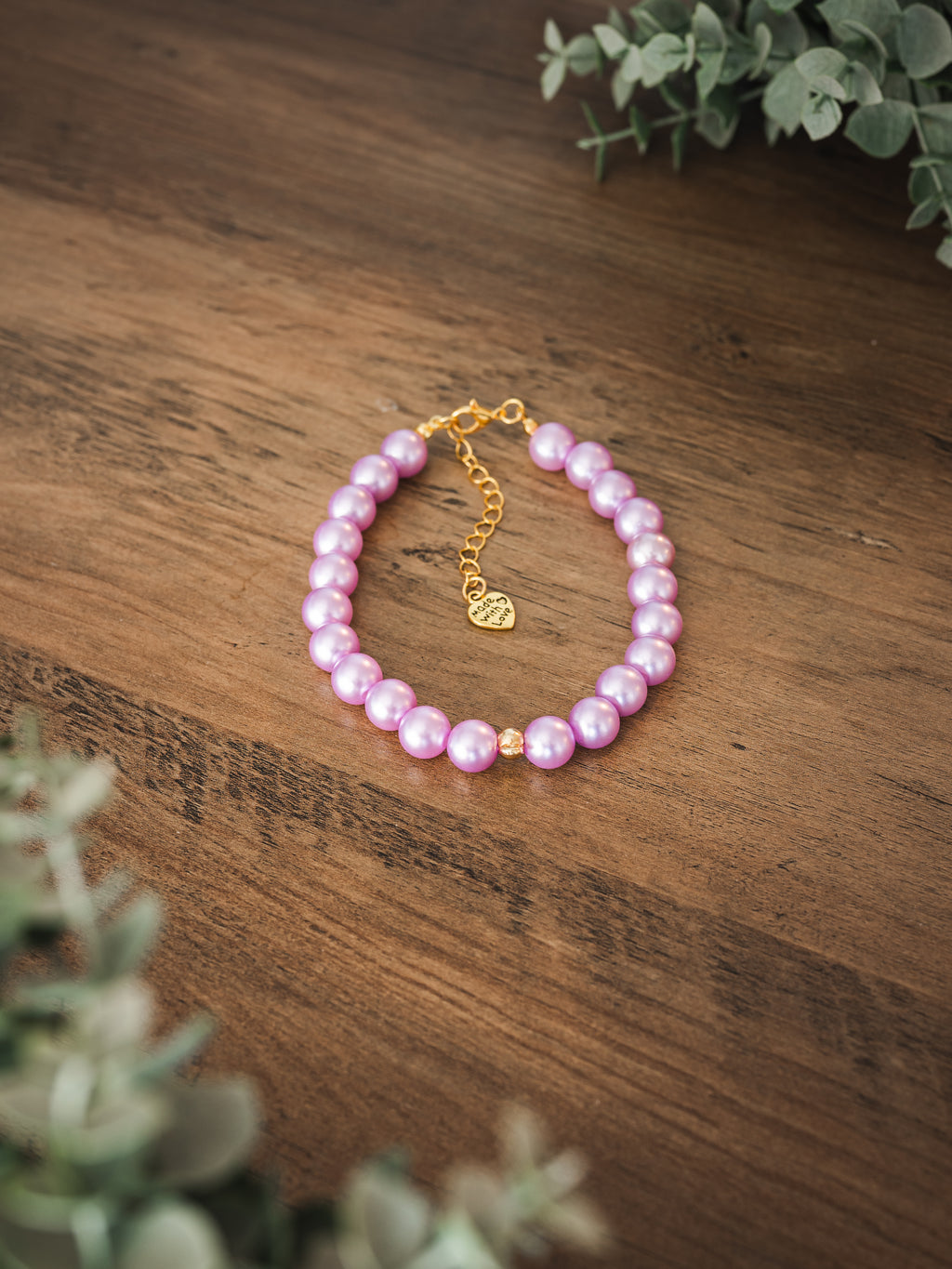 Purple Faux Pearl Pet Necklace with Interchangeable Charms (Select Charms Separately)