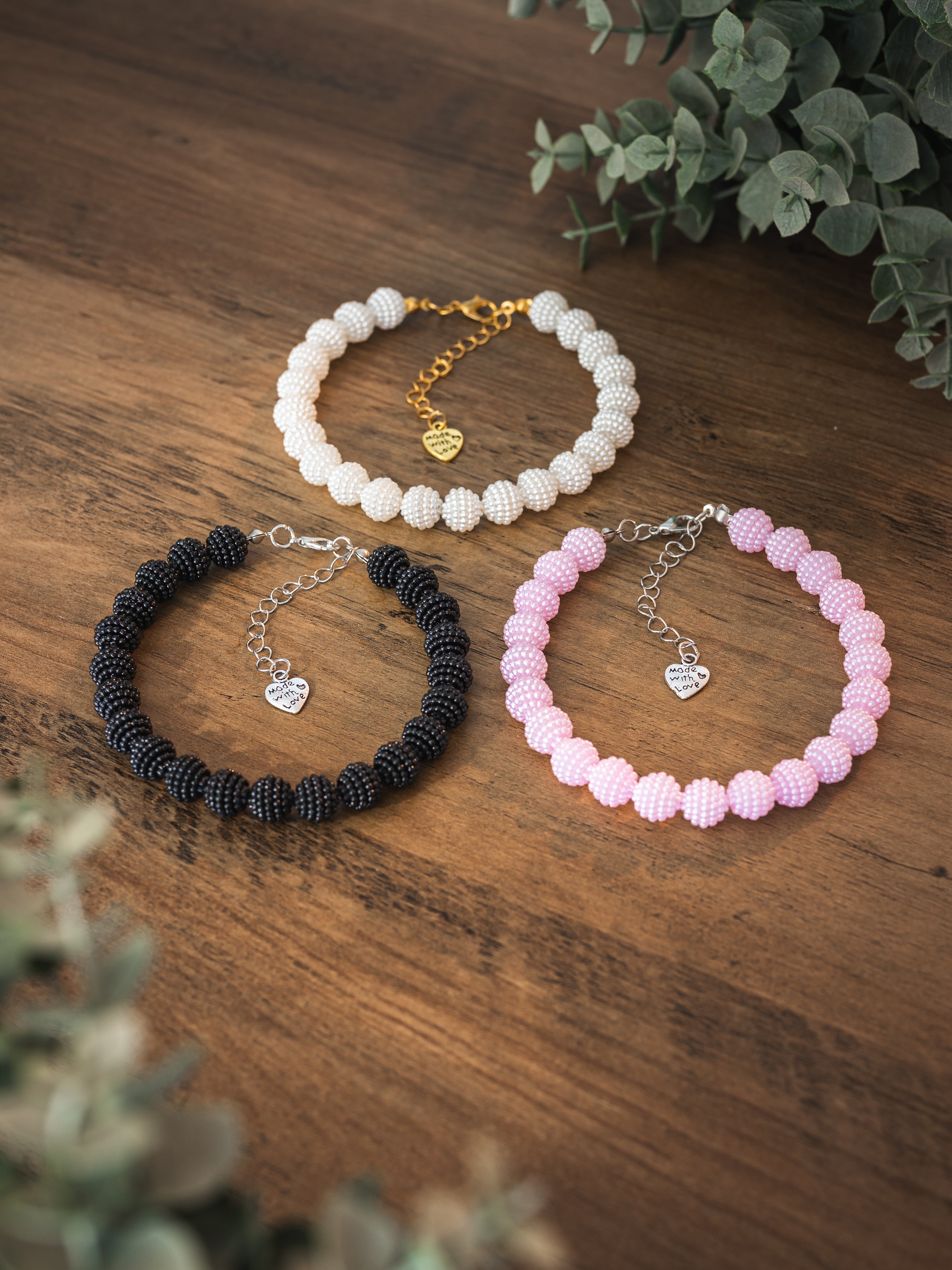 Textured Faux Pearl Pet Necklace with Interchangeable Charms (Select Charms Separately)