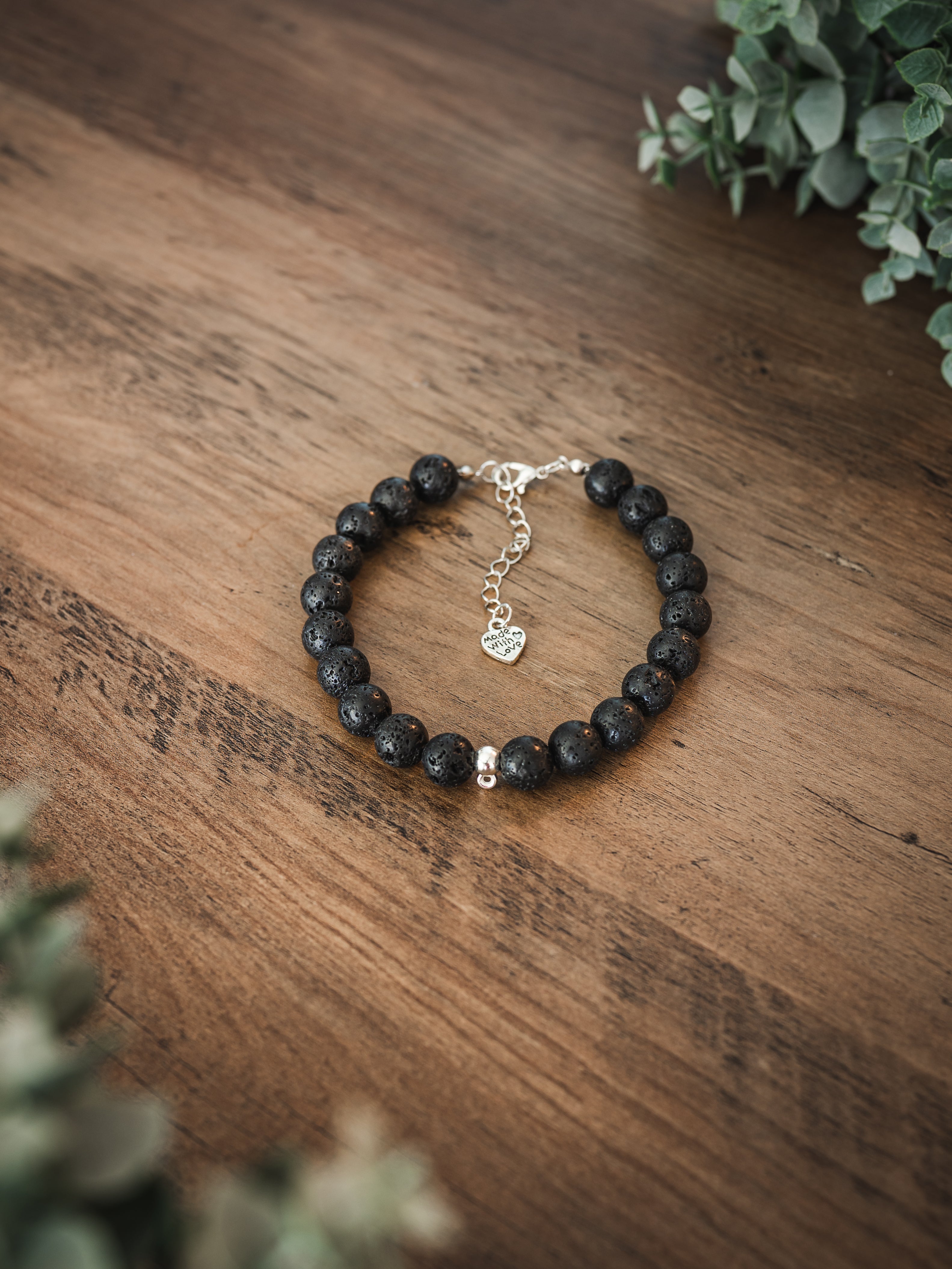 Black Lava Rock Pet Necklace with Interchangeable Charms (Select Charms Separately)