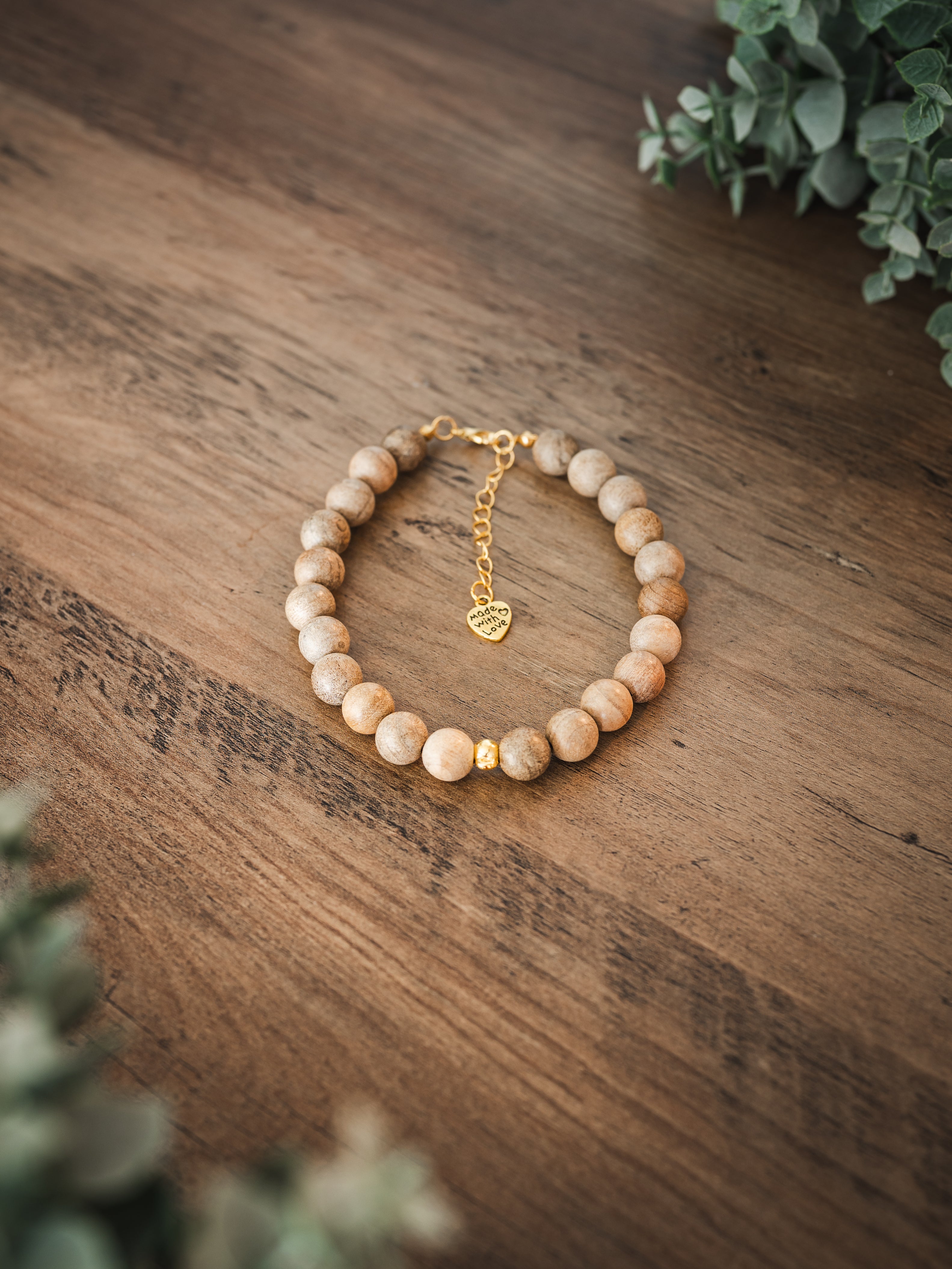 Natural Sandalwood Bead Pet Necklace with Interchangeable Charms (Select Charms Separately)