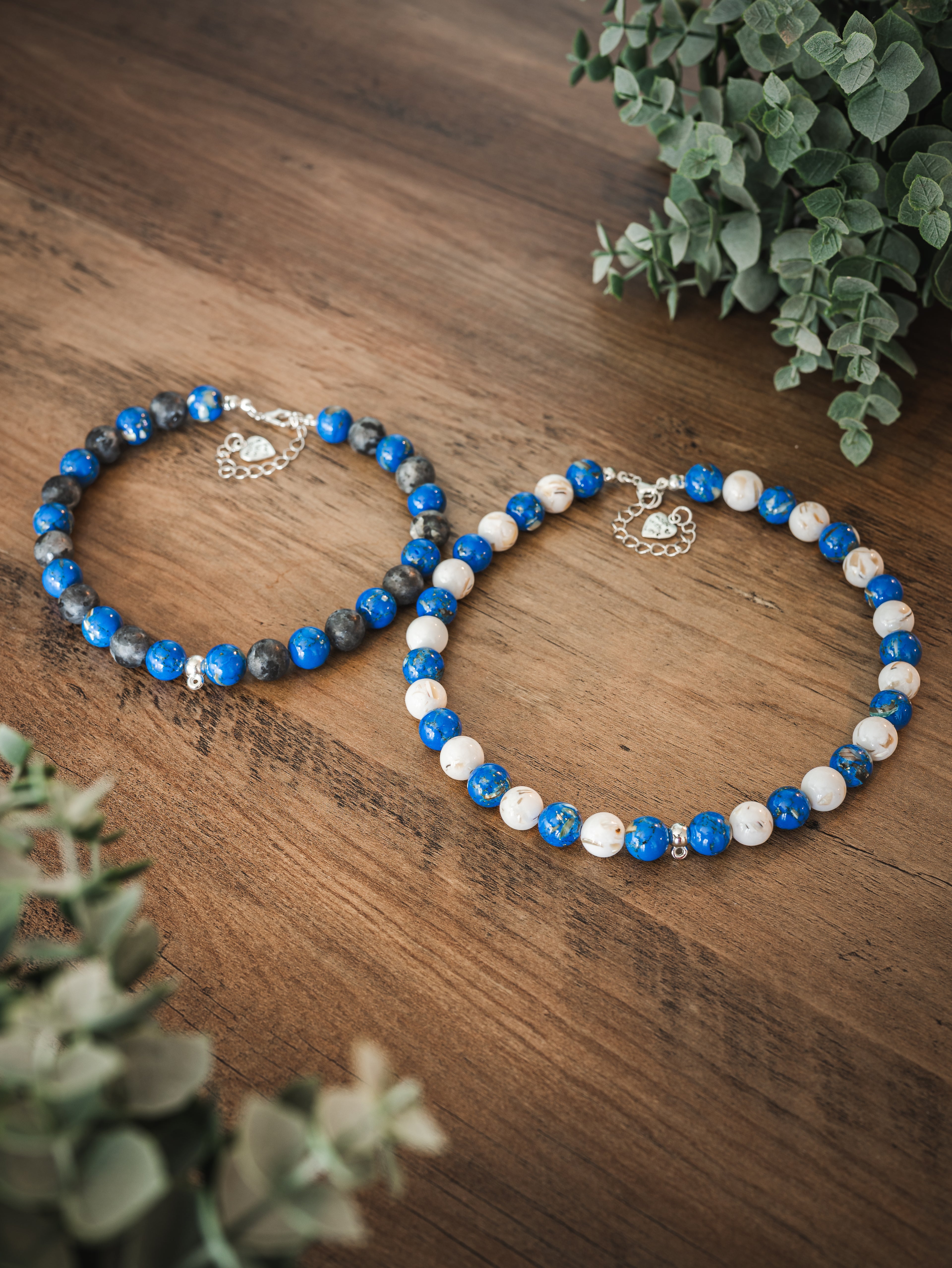 Royal Blue Howlite Stone Pet Necklace with Interchangeable Charms (Select Charms Separately)