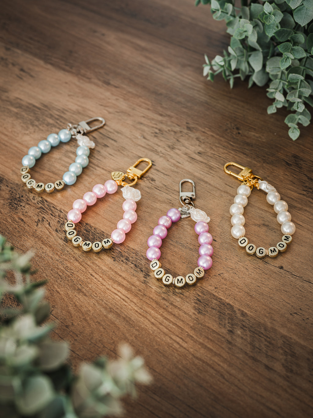 Personalized Faux Pearl Keychain