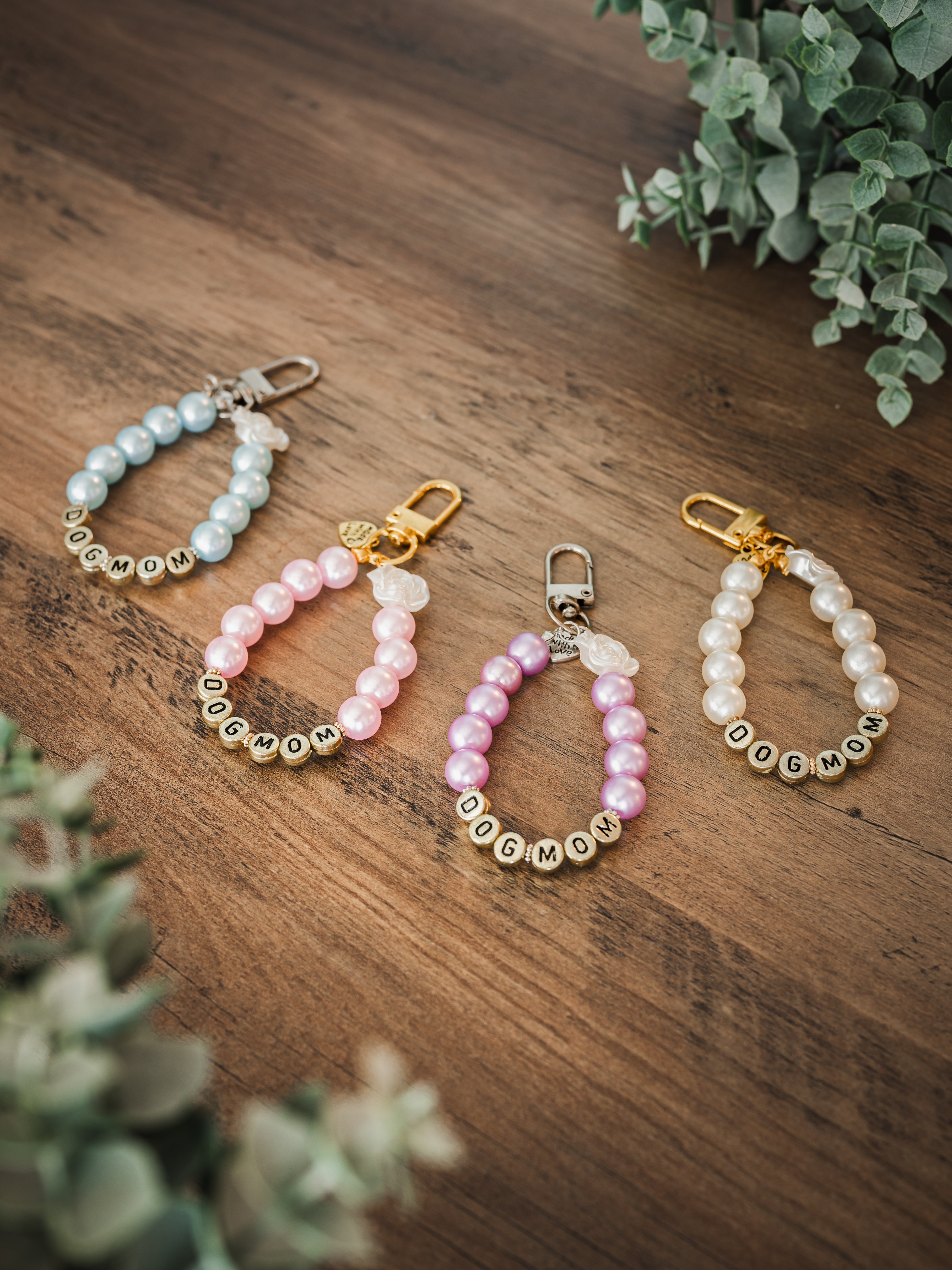 Personalized Faux Pearl Keychain