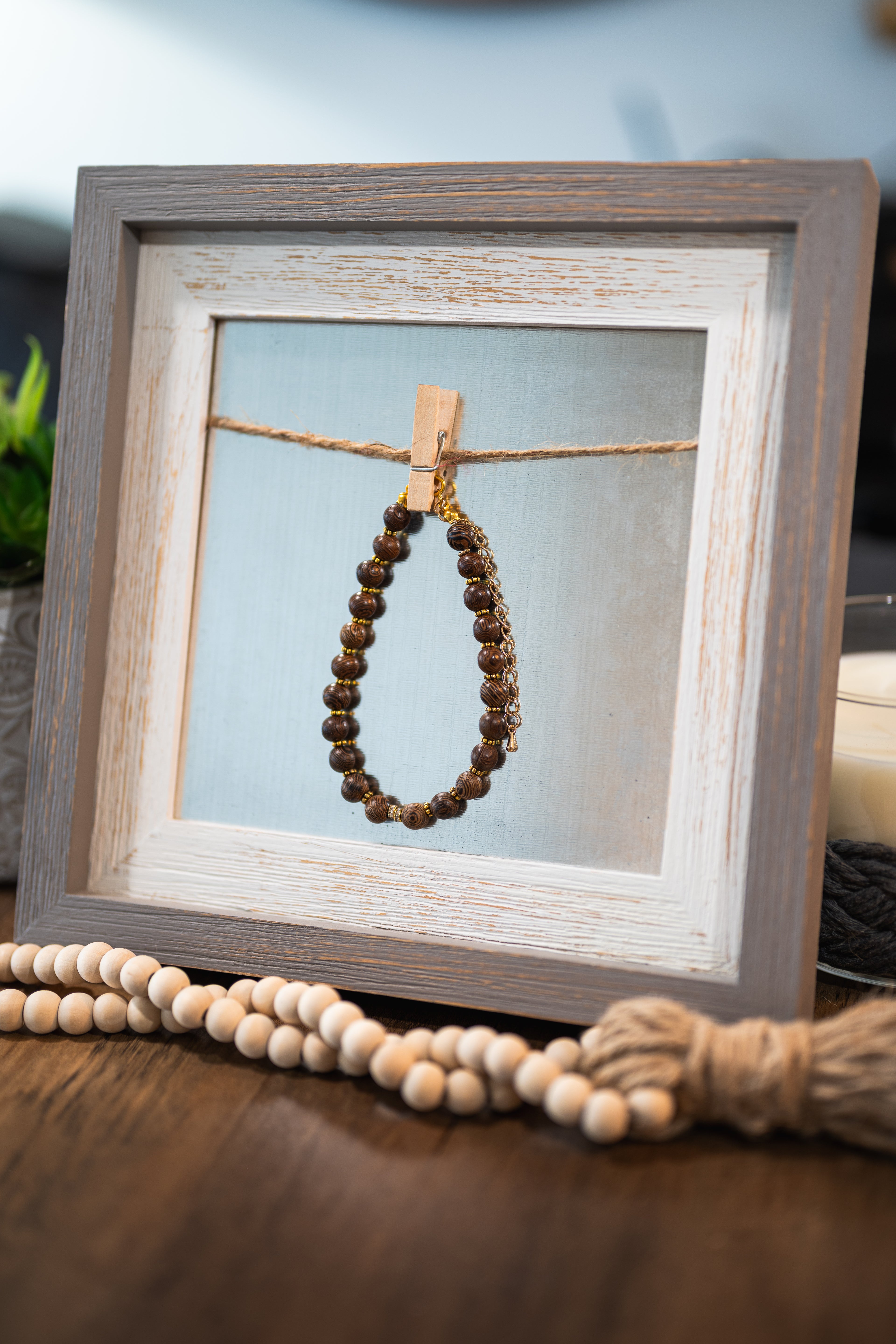 Brown Wooden Bead Pet Necklace with Interchangeable Charms (Select Charms Separately)