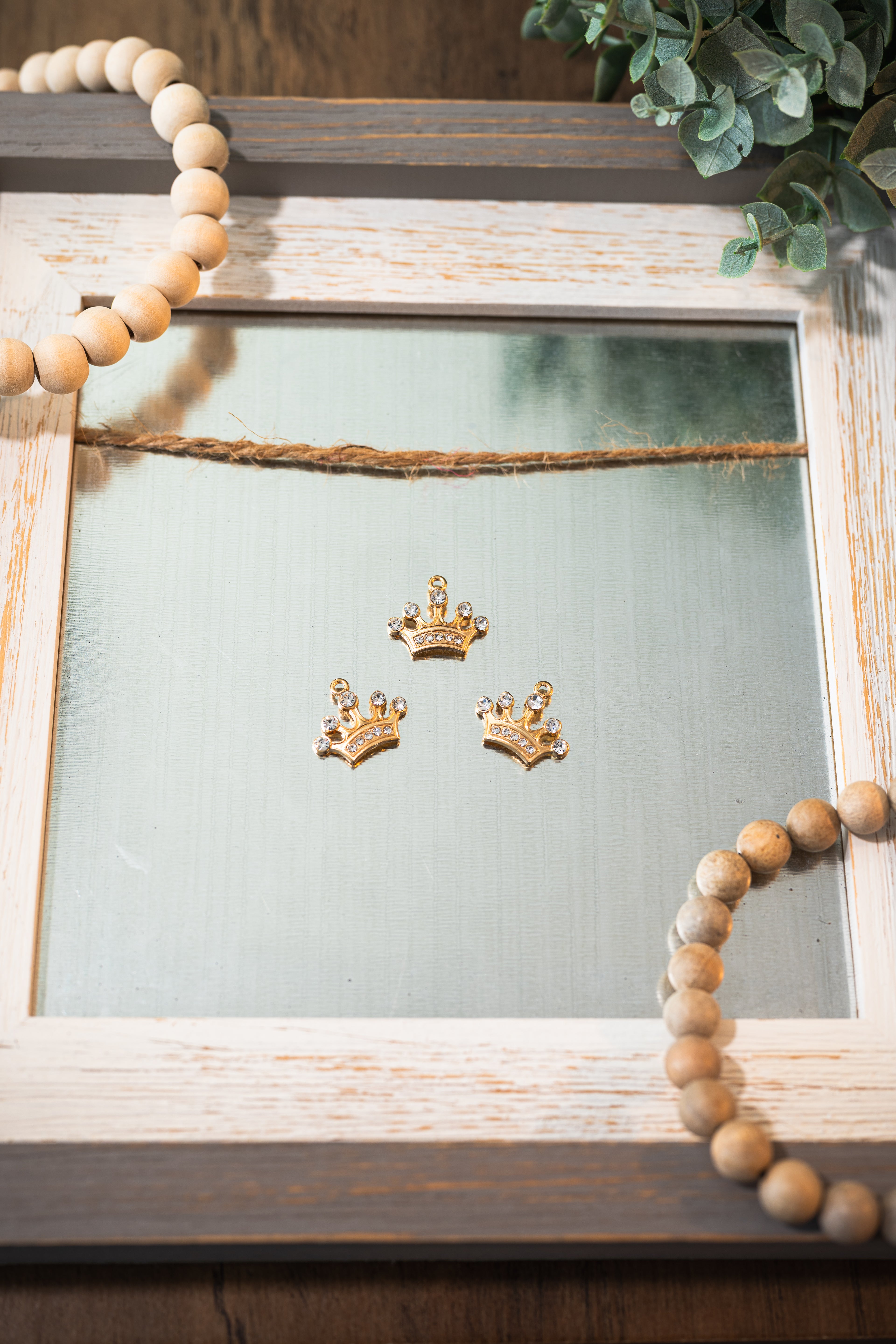 Queen Crown Charm with Rhinestones & Gold Colour Plated Finish
