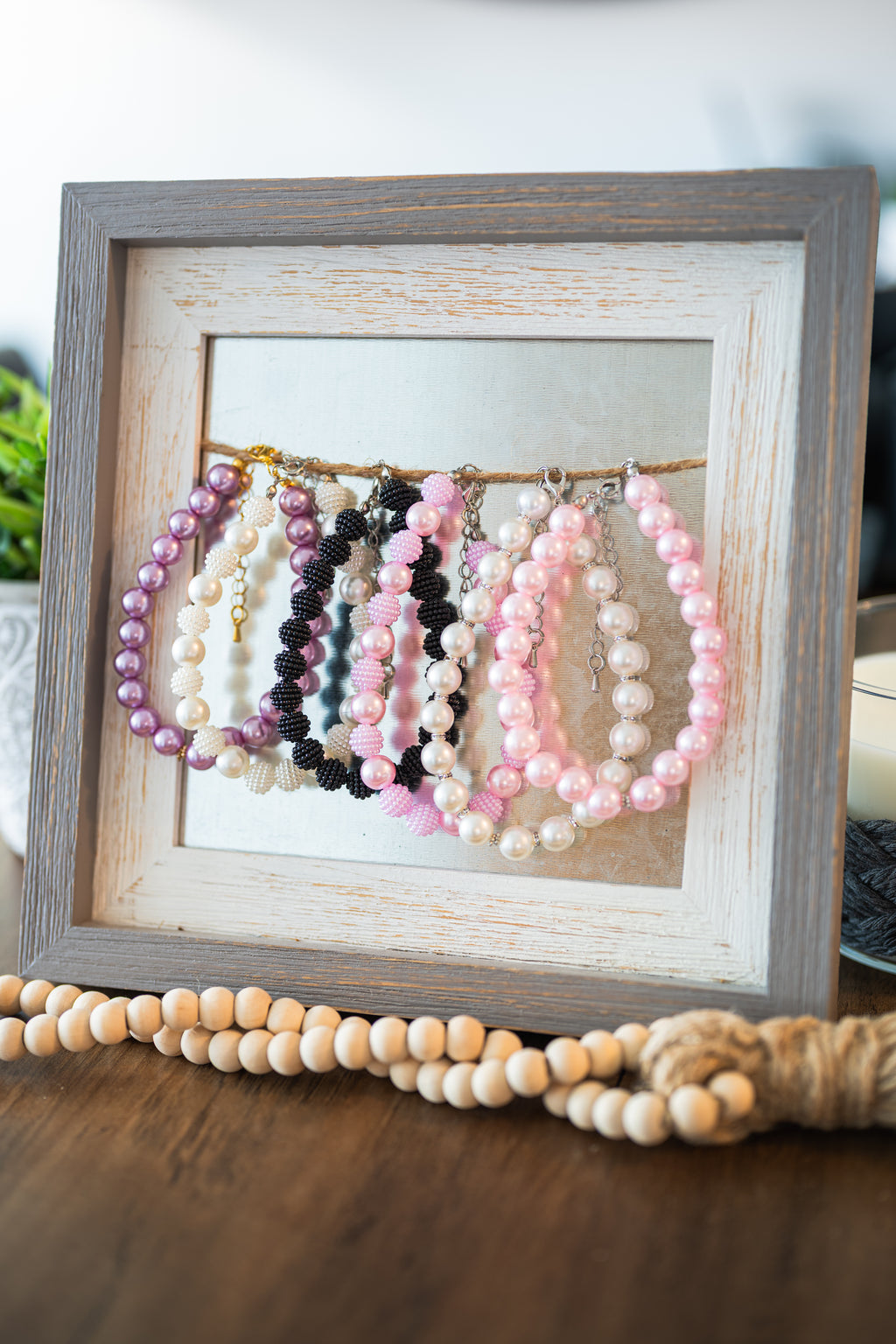 Custom Faux PEARL Pet Necklace with Interchangeable Charms - Medium 12 - 14" (Select Charms Separately)