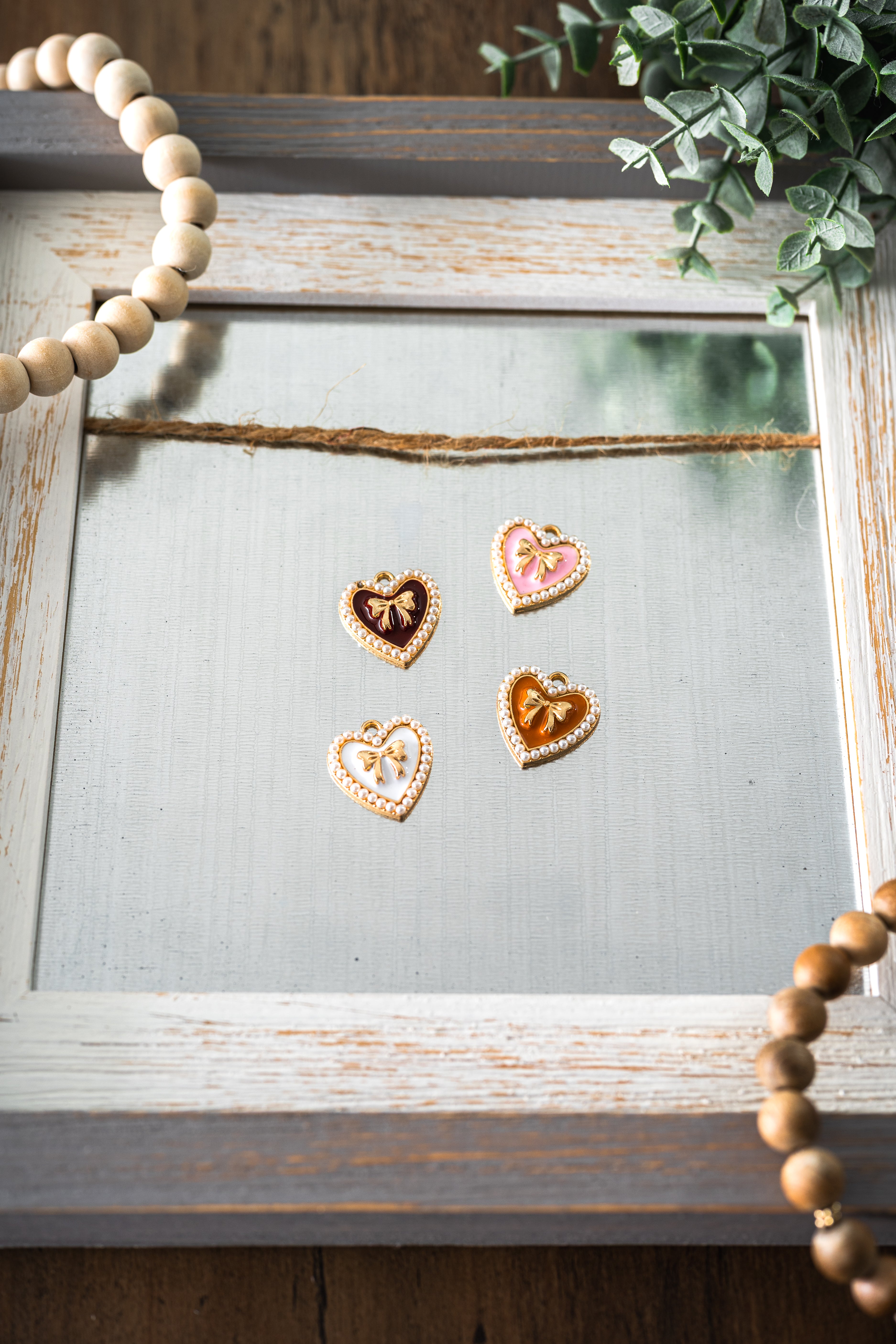 Heart Bow Charm with Gold Colour Plated Finish