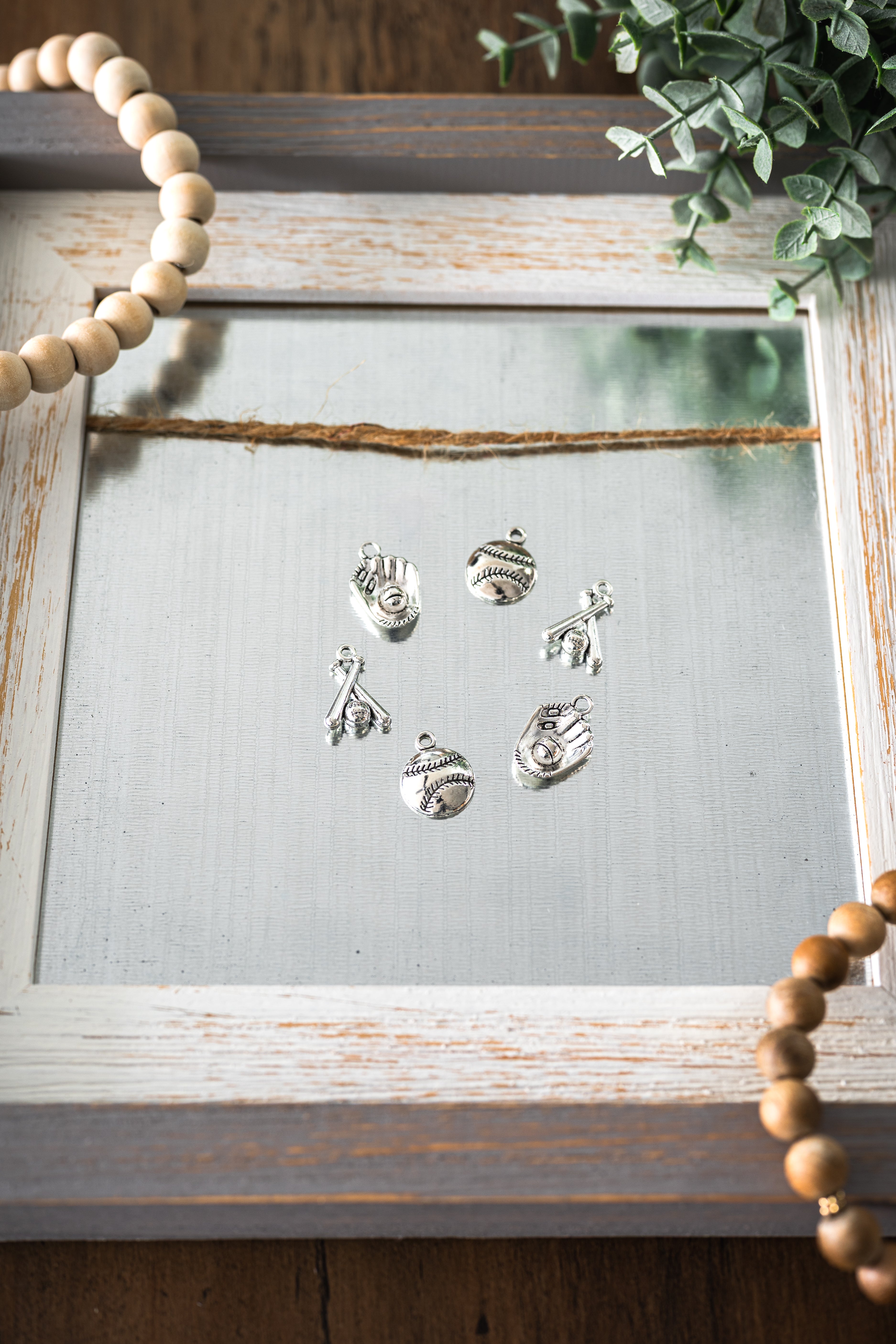 Baseball Charms with Silver Colour Plated Finish