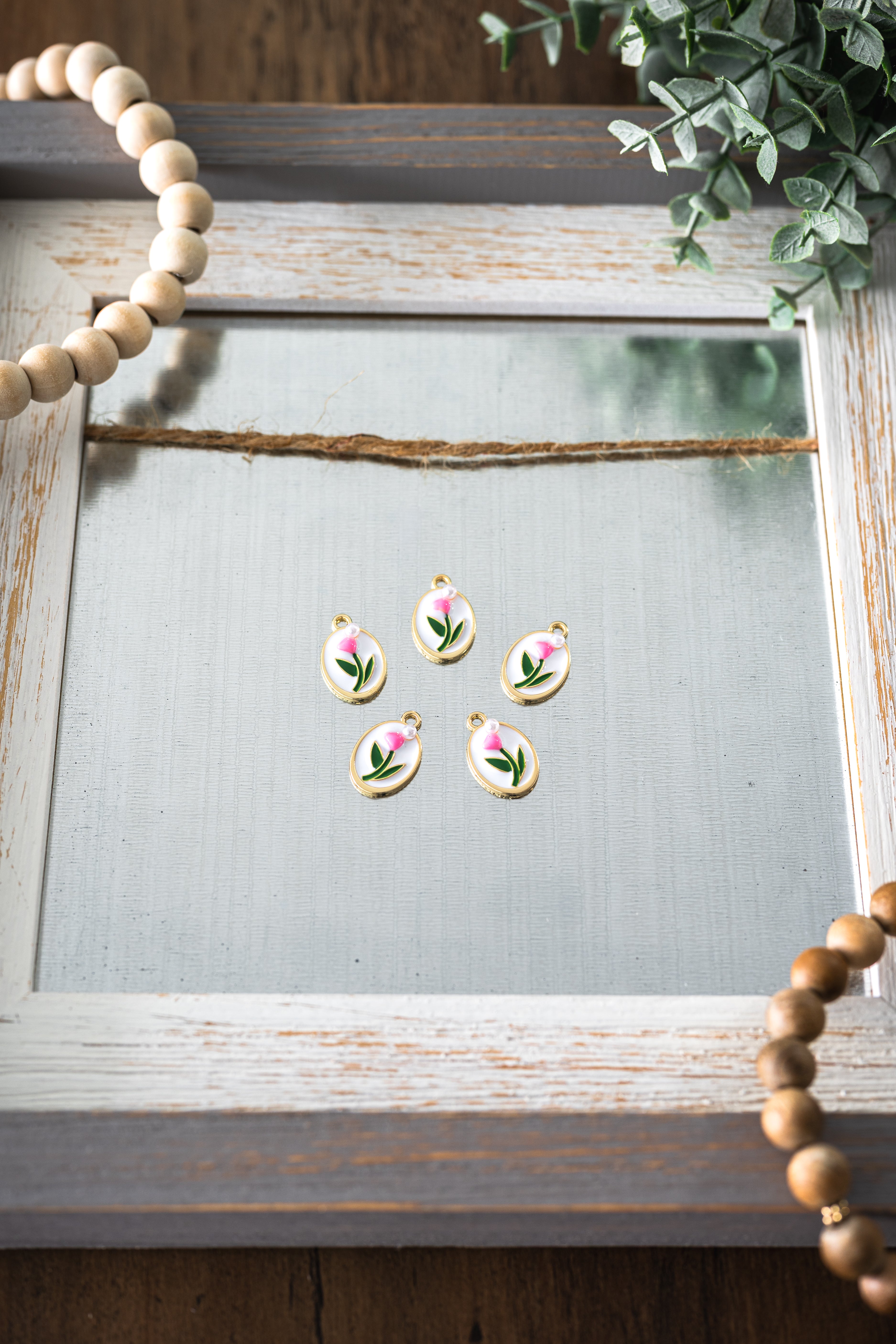 Tulip Enamel Charm with Gold Colour Plated Finish