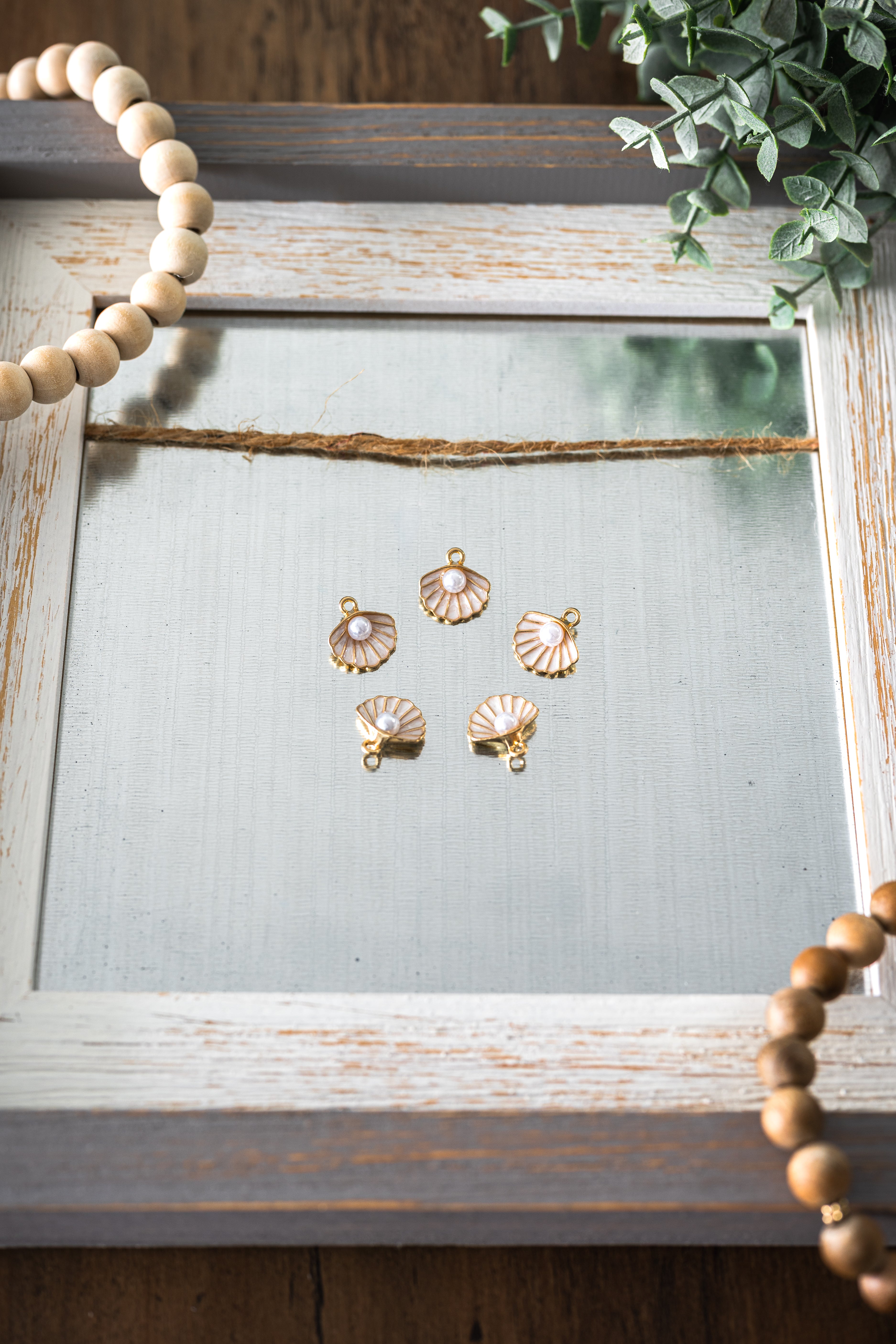 Pearl Shell Charm with Gold Colour Plated Finish